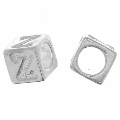 Perle lettre alphabet cube 5 mm avec gros trou - Z - Argent 925 x1