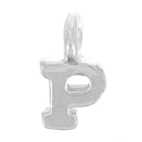 Breloque lettre alphabet 8 mm avec anneau fermé - P - Argent 925 x1