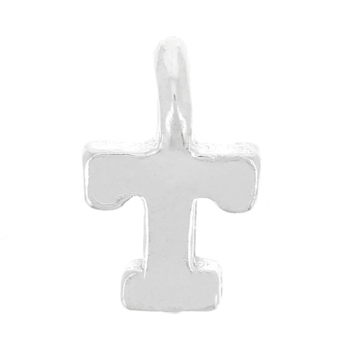 Breloque lettre alphabet 8 mm avec anneau fermé - T - Argent 925 x1