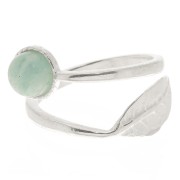 Bague feuille réglable serti pour cabochon fond plat 6 mm - Argent 925 x1