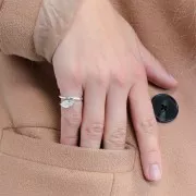 Bague feuille réglable serti pour cabochon fond plat 6 mm - Argent 925 x1