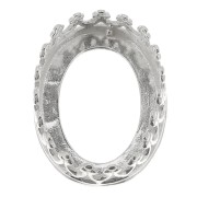 Serti ovale griffe - décor couronne - pour cabochon 14x10 mm - Argent 925 x1