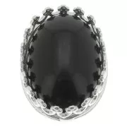 Serti ovale griffe - décor couronne - pour cabochon 14x10 mm - Argent 925 x1