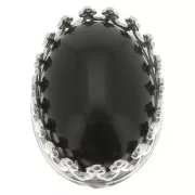 Serti ovale griffe - décor couronne - pour cabochon 14x10 mm - Placage Argent fin