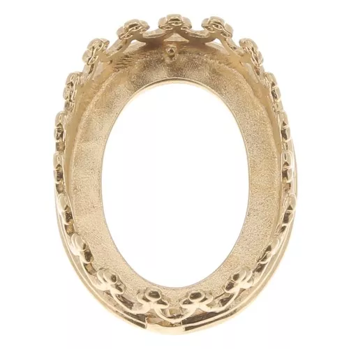 Serti ovale griffe - décor couronne - pour cabochon 14x10 mm - Doré à l'or fin x1