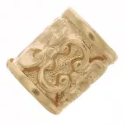 Perle tube droit travaillé 6x4.5 mm - Plaqué Or 3 microns x1