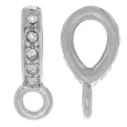 Attache pendentif strassé 16x5 mm avec anneau fermé - Rhodié - Crystal x1