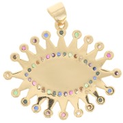 Pendentif oeil avec oxydes de Zirconium  et résine époxy 23x27 mm - Doré - Multicolore x1