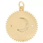 Pendentif rond motif lune avec oxydes de Zirconium & résine époxy 20 mm Blanc