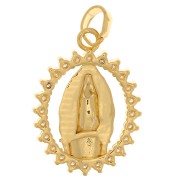 Pendentif ovale - motif vierge en relief avec oxydes de Zirconium  22x16 mm - Doré - Crystal x1