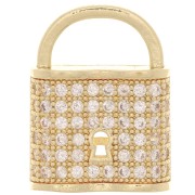 Pendentif cadenas avec oxydes de Zirconium  19x14 mm - Doré - Crystal x1|raw }}