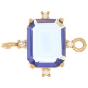 Intercalaire rectangle en verre avec oxydes de Zirconium  17x14 mm Doré - Sapphire - Crystal x1