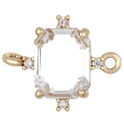 Intercalaire rectangle en verre avec CZ 17x14 mm - Doré - Crystal x1