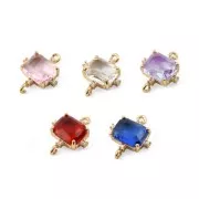 Intercalaire rectangle en verre avec oxydes de Zirconium 17x14 mm - Doré - Crystal x1