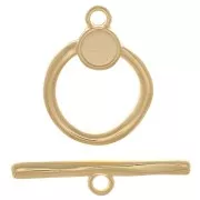 Fermoir en T pour bracelet ou collier 19 mm - Doré à l'or fin x1