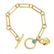 Fermoir en T pour bracelet ou collier 19 mm - Doré à l'or fin x1