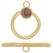 Fermoir en T pour bracelet ou collier 19 mm - Doré à l'or fin x1
