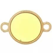 Intercalaire rond résine époxy - vitrail - 11 mm Doré à l'or fin - Jaune x1