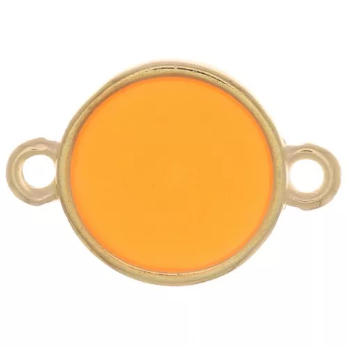 Intercalaire rond résine époxy - vitrail - 11 mm Doré à l'or fin - Orange fluo x1