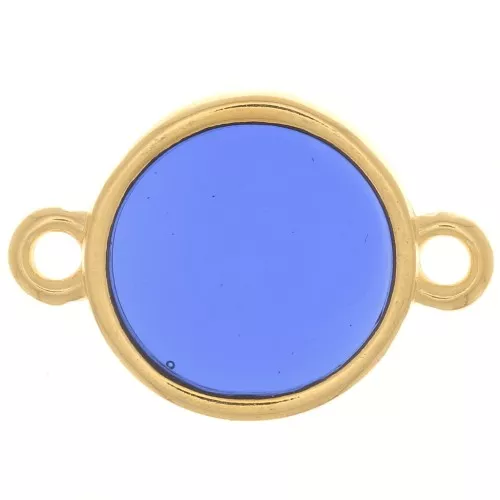 Intercalaire rond résine époxy - vitrail - 11 mm Doré à l'or fin - Cobalt x1
