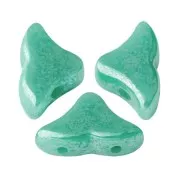 Perles en verre Hélios® par Puca® 6x10 mm - Opaque Green Turquoise Luster x10g