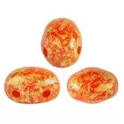 Perles en verre Samos® par Puca® 7x5 mm - Opaque Light Coral Gold Splash x10g