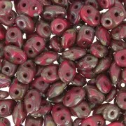 SuperDuo 2,5x5 mm Opaque Red Silver Picasso x10g