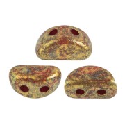 Perles en verre Kos® par Puca® 6x3 mm - Opaque Red Coral Gold Spotted x10g|raw }}