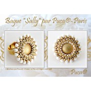 Cabochon rond en verre par Puca® 14 mm - Opaque Beige Spotted x1