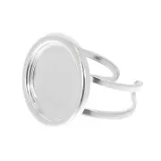 Bague ajustable pour cabochon 15 mm - Argenté x1