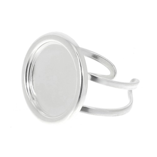 Bague ajustable pour cabochon 15 mm - Argenté x1