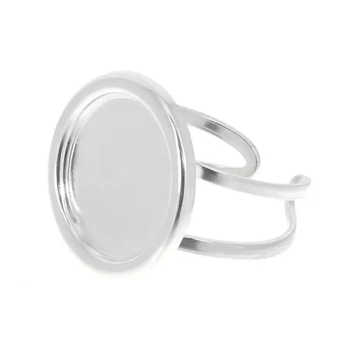 Bague ajustable pour cabochon 15 mm - Argenté x1
