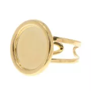 Bague ajustable pour cabochon 15 mm - Doré à l'or fin x1