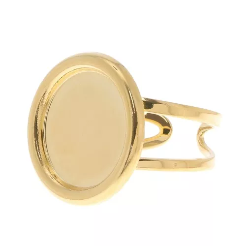 Bague ajustable pour cabochon 15 mm - Doré à l'or fin x1