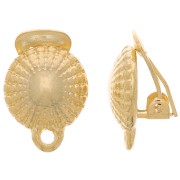 Clips d'oreilles demi-boule texturée avec anneau fermé 16x13 mm Doré à l'or fin x2|raw }}