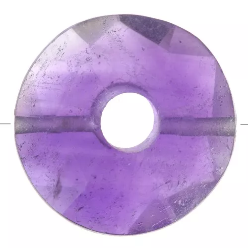 Perle donuts facettée 12 mm pierre gemme - Amethyste x1