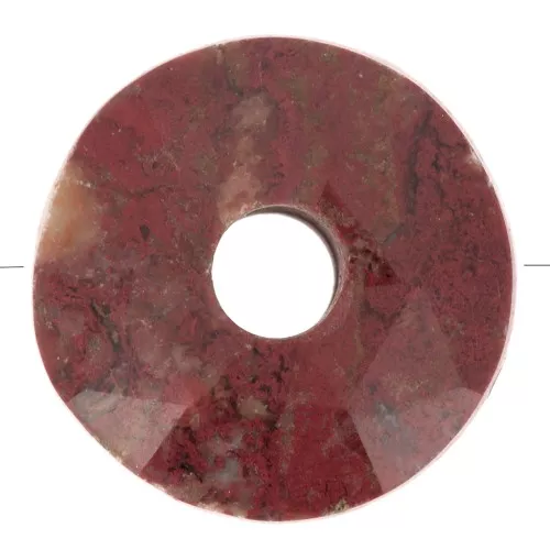 Perle donuts facettée 12 mm pierre gemme - Jaspe poppy x1