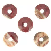 Perle donuts facettée 12 mm pierre gemme - Jaspe poppy x1