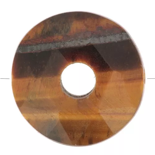 Perle donuts facettée 12 mm pierre gemme - Oeil de tigre x1