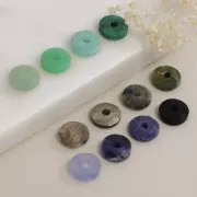 Perle donuts facettée 12 mm pierre gemme - Cristal de roche x1