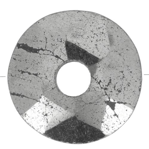Perle donuts facettée 12 mm pierre gemme - Pyrite x1