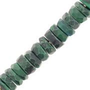 Perles rondelles facettées - Heishi en pierre gemme 5.5x2 mm - Malachite x20|raw }}