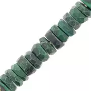 Perles Heishi rondelles facettées - en pierre gemme 5.5x2 mm - Malachite x20