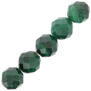 Perles rondes facettées 4 mm pierre gemme - Malachite x20