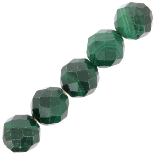 Perles rondes facettées 4 mm pierre gemme - Malachite x20