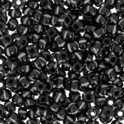 Perles rocailles Preciosa rayées 8/0 3 mm - Noir - Blanc x20g