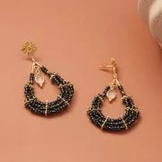 Perles rocailles Preciosa rayées 8/0 3 mm - Noir - Blanc x20g