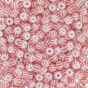 Perles rocailles Preciosa  rayées 9/0 - 2.5 mm - - Blanc - Rouge x20g