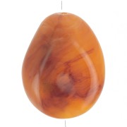 Perle plate irrégulière 25x20 mm en résine translucide - Abricot marbré x1