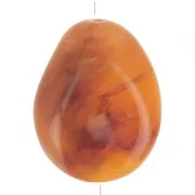 Perle plate irrégulière 25x20 mm en résine translucide - Abricot marbré x1